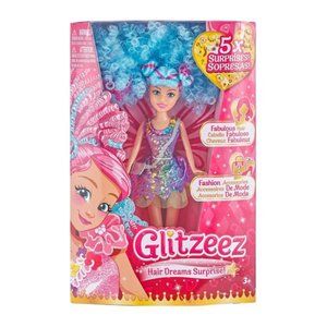 Glitzeez Hair Dreams Surprise Doll with Blue Purple Curly Hair
